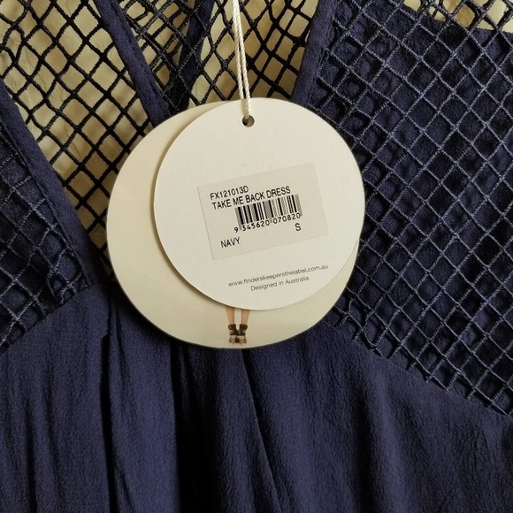 NWT Finders Keepers Navy Blue Mesh Mini Dress S - Picture 6 of 7